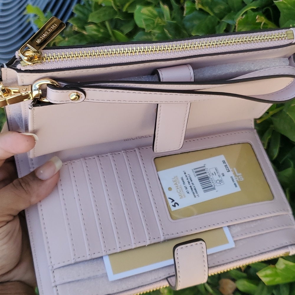 New Michael kors Wallet Double Zipper Vanilla with pink color - Picture 14 of 14